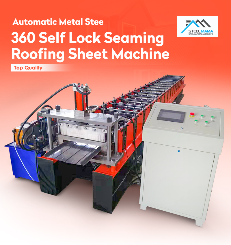 Self lock type Roof panel roll forming machine Máquina formadora de rollos de panel de techo tipo autobloqueo