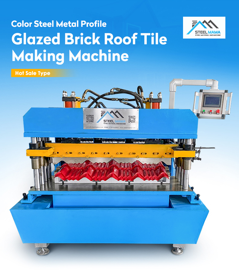 Automatic Roll Forming Color Steel Metal Profile Glazed Brick Roof Tile Making Machine (4) Máquina automática para fabricar tejas de techo de ladrillo esmaltado de perfil metálico de acero de color (4)