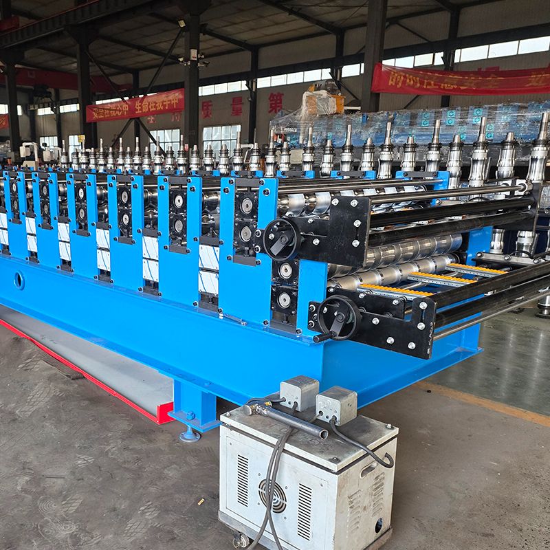 Máquina popular de doble capa de láminas para techos de tejas trapezoidales R101 y 966 de alto rendimiento de Colombia