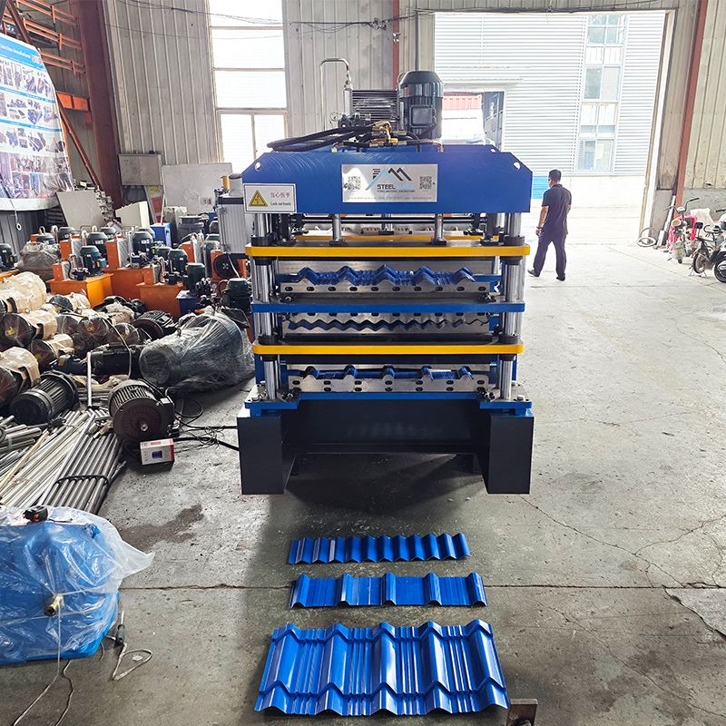 Zimbabwe popular automático completo 725 baldosas y 750 IBR y 762 máquina de techo de tres capas corrugada