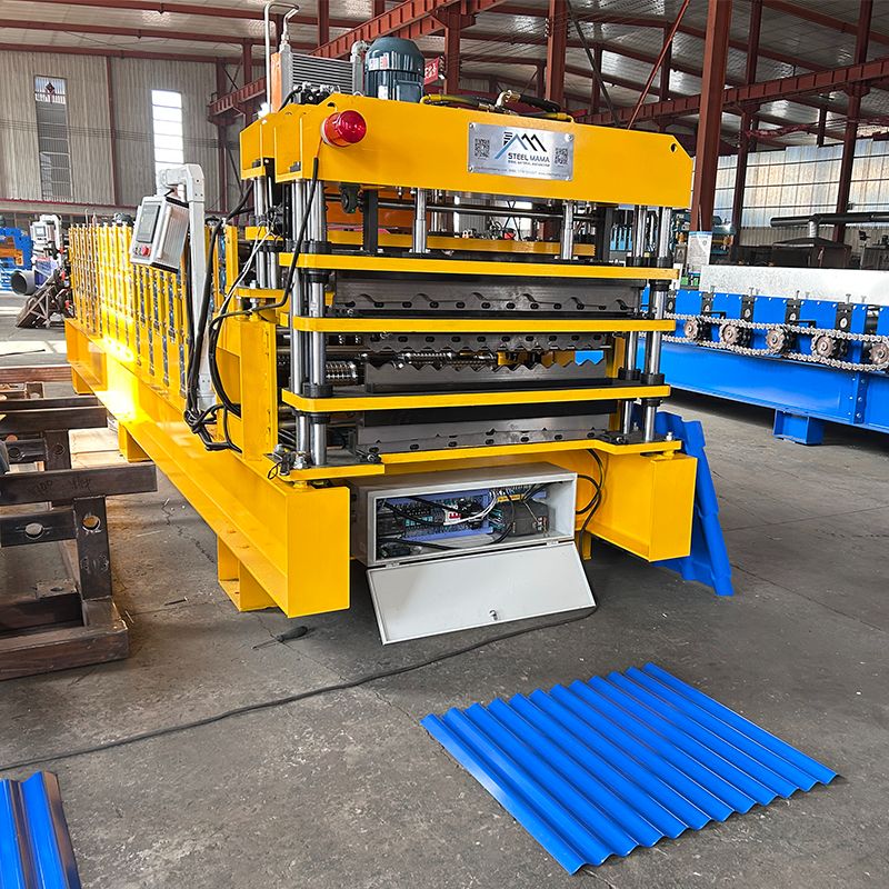 Máquina de tres capas de tejas 1025 automáticas de alto estándar popular y 5V y 836 de láminas para techos corrugados en Chile