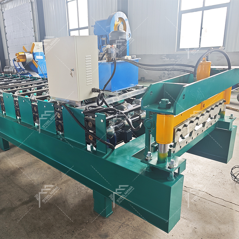 Gabonese popular estabilidad de alta estabilidad completa 800 IBR trapezoidal toecera de techo formando máquina de formación