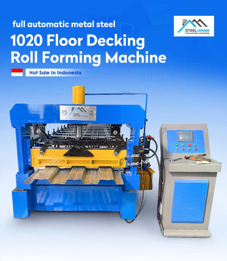 Gran oferta, f&aacute;brica de Indonesia, personalizaci&oacute;n de estructura de acero met&aacute;lico, m&aacute;quina formadora de rollos de cubierta de suelo 1020
