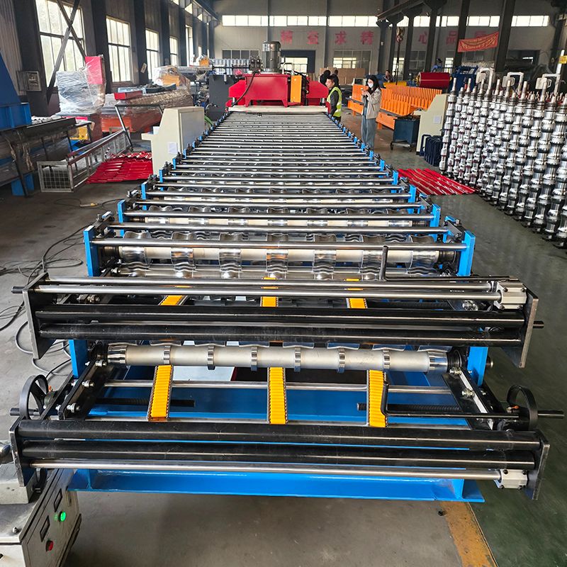 Máquina popular de doble capa de láminas para techos de tejas trapezoidales R101 y 966 de alto rendimiento de Colombia