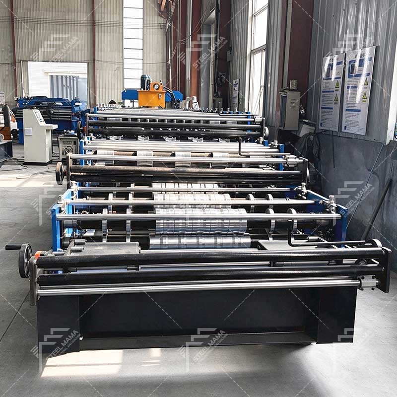 Línea de máquinas formadoras de rollos de láminas de techo de tres capas para paneles de pared Premium 988 corrugado, 1000 trapezoidal y 996 para Palestina