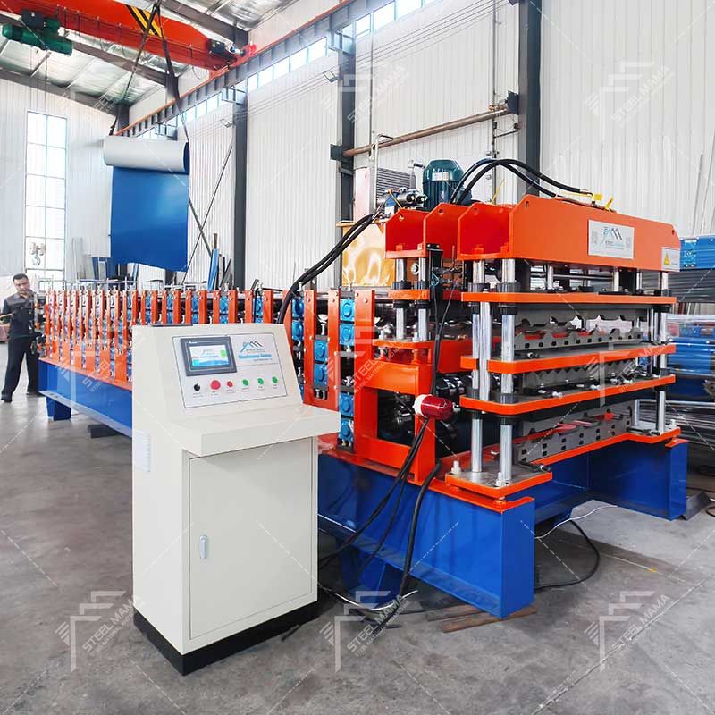 Steelmama Easy Operation 840 IBR y 836 corrugado y 1025 Panel de láminas para techos de tejas Máquina de tres capas para Chile