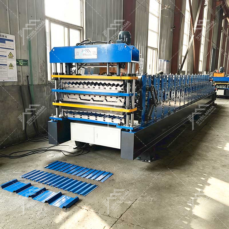 Línea de máquinas formadoras de rollos de láminas de techo de tres capas para paneles de pared Premium 988 corrugado, 1000 trapezoidal y 996 para Palestina