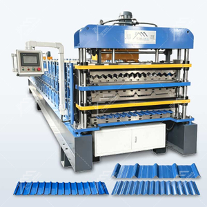 Línea de máquinas formadoras de rollos de láminas de techo de tres capas para paneles de pared Premium 988 corrugado, 1000 trapezoidal y 996 para Palestina